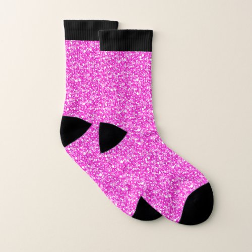 Hot_pink faux glitter texture background socks