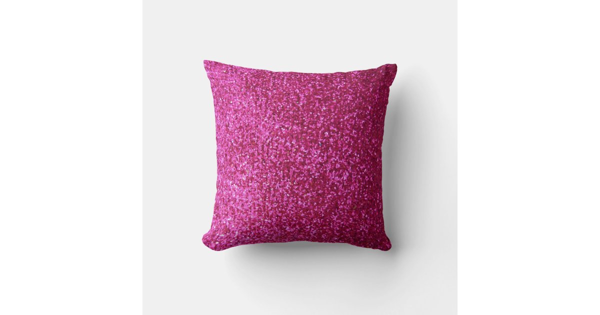 Hot Pink Faux Glitter Throw Pillow Zazzle