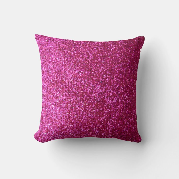 Hot Pink Faux Glitter Throw Pillow