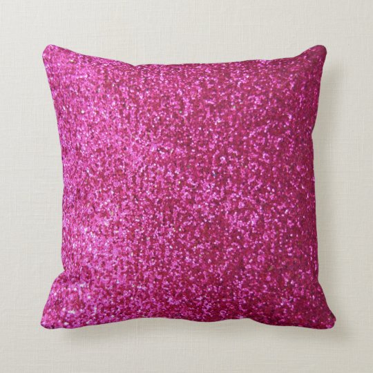 Hot Pink Faux Glitter Throw Pillow