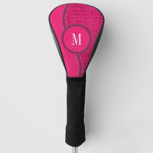 Hot Pink Faux Leather Alligator Skin Chic Monogram Golf Head Cover