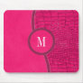 Hot Pink Faux Leather Alligator Skin Chic Monogram Mouse Pad