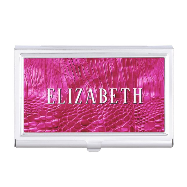 Hot Pink Faux Leather Business Card Case (Front)