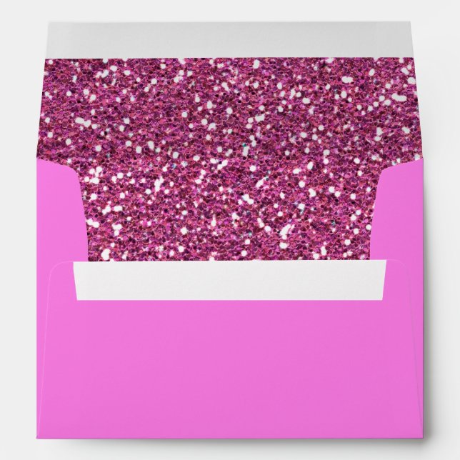 Hot Pink Faux Sparkles Background Texture Print Envelope (Back (Bottom))