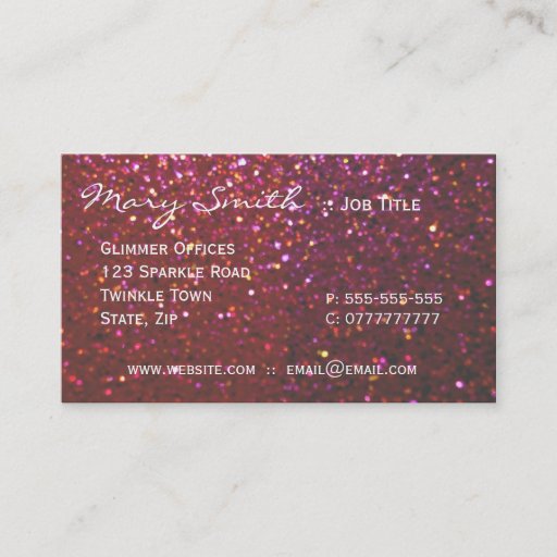 Customizable Hot pink faux Sparkles & Glitter business cards