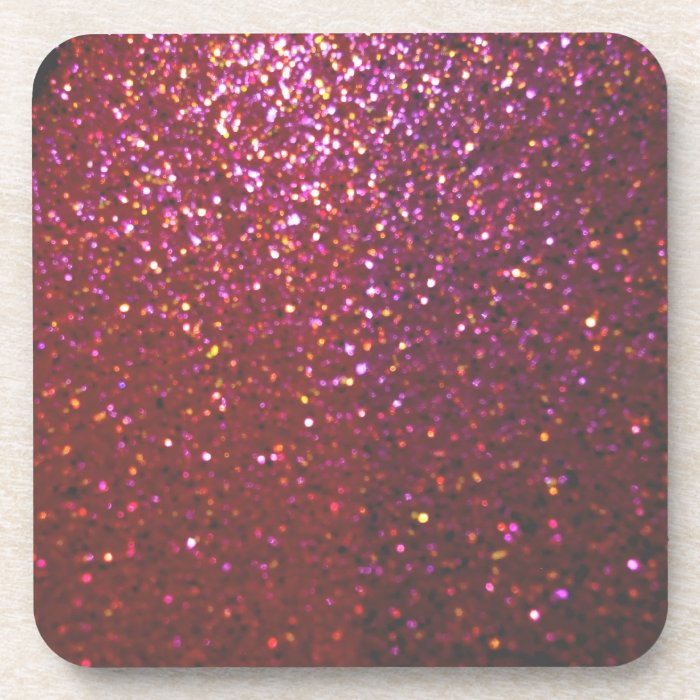 Hot pink Faux Sparkles & Glitter   Glam & Girly Beverage Coaster