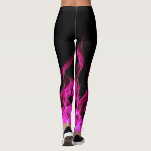 Hot Pink Fire Flame Smoke  Leggings