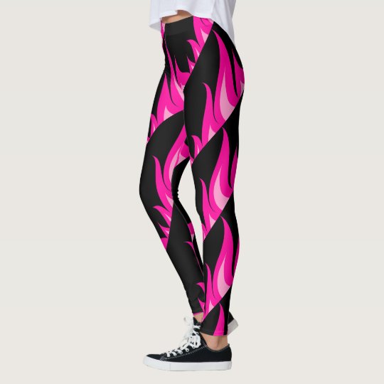 Hot Pink Fire Flames Workout Fitness Gym Leggings Hot Pink Fire Flames Workout Fitness Gym Leggings