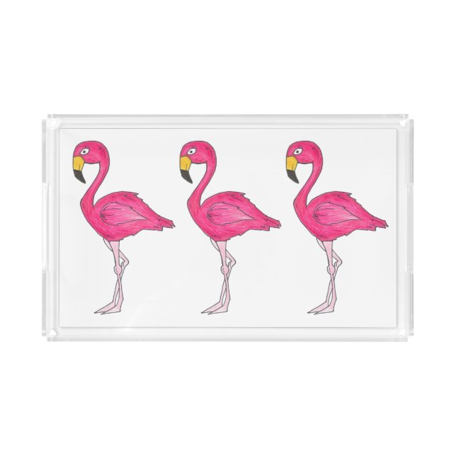 Hot Pink Flamingo Flamingos Tropical Bird Tray (Front)