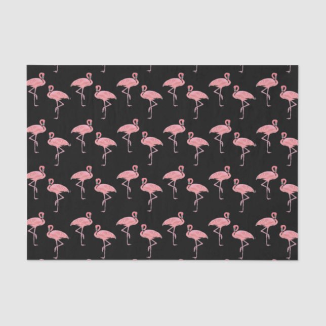 Hot Pink Flamingo Flock Pattern Tissue Paper (Front)