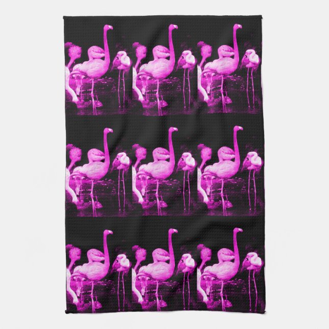 Hot Pink Flamingo Kitchen Towel (Vertical)