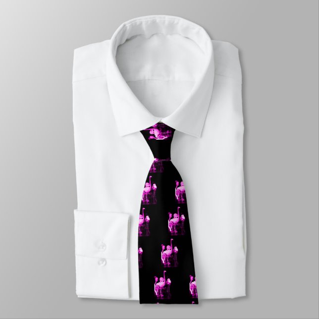 Hot Pink Flamingo Neck Tie (Tied)