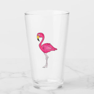 Hot Pink Flamingo Tropical Island Bird Glass