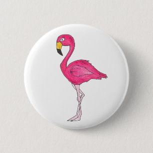 Hot Pink Flamingo Tropical Island Bird Paradise Button