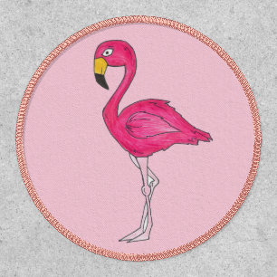 Hot Pink Flamingo Tropical Island Bird Print Patch