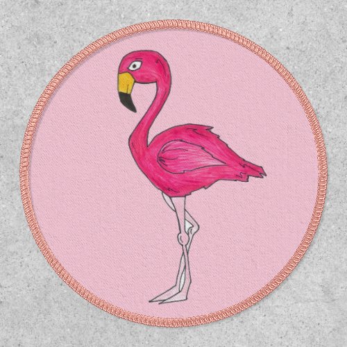 Hot Pink Flamingo Tropical Island Bird Print Patch