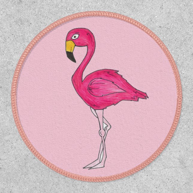 Hot Pink Flamingo Tropical Island Bird Print Patch (Front)