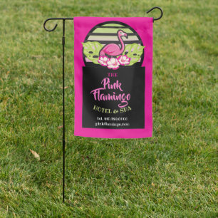 HOT PINK FLAMINGO Tropical Leaves Business Sign