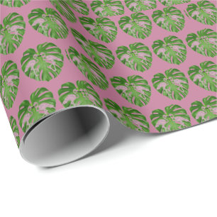 Hot Pink Flamingos Flamingo Monstera Wrapping Paper