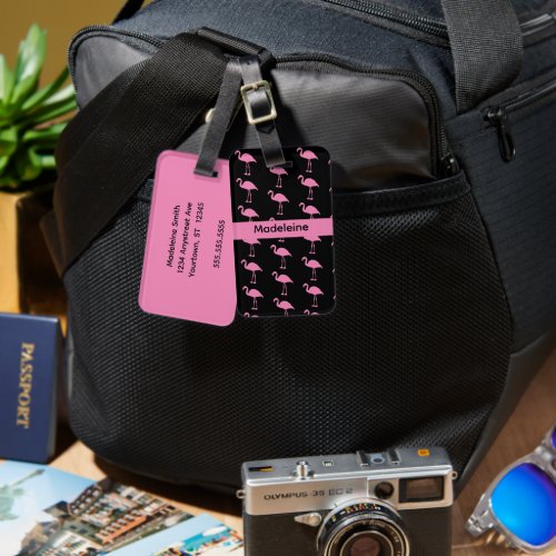 Hot Pink Flamingos Luggage Tag