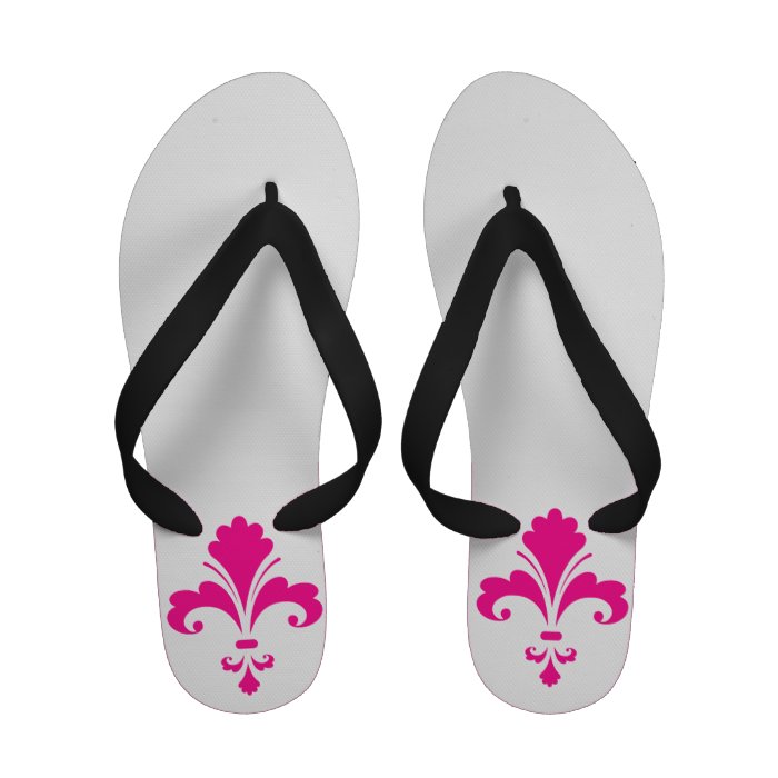 Hot Pink Fleur de lis Flip Flops