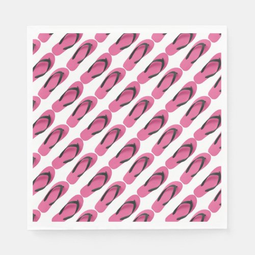 Hot Pink Flip Flops Tent Ribbon Napkins