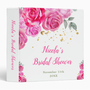 Hot Pink Floral Bridal Shower Photo Album 3 Ring Binder