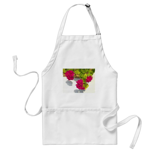 HOt pink floral flowers Pink Geranium Adult Apron (Front)