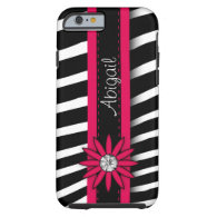 Hot Pink Floral Gem & Zebra Pattern Tough iPhone 6 Case