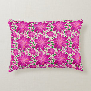 Hot Pink Floral Seamless Pattern Accent Pillow