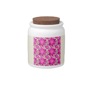 Hot pink floral seamless pattern candy jar
