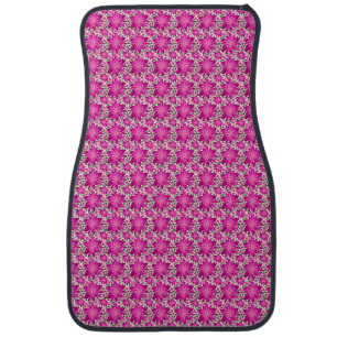 Hot pink floral seamless pattern car floor mat