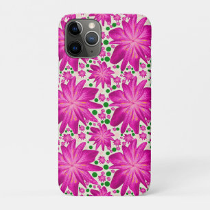 Hot pink floral seamless pattern iPhone 11 pro case