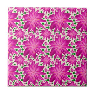 Hot pink floral seamless pattern  ceramic tile