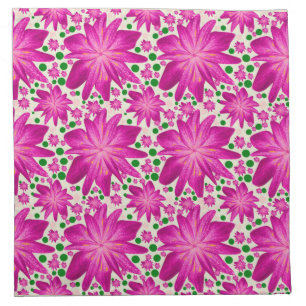Hot pink floral seamless pattern cloth napkin