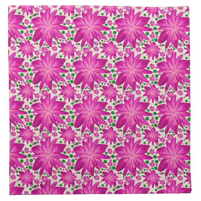 Hot Pink Floral Seamless Pattern  Cloth Napkin (Front)