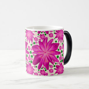 Hot pink floral seamless pattern color morph mug
