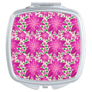 Hot pink floral seamless pattern  compact mirror