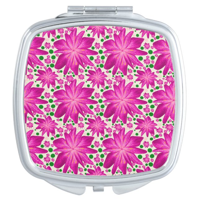 Hot pink floral seamless pattern  compact mirror (Front)