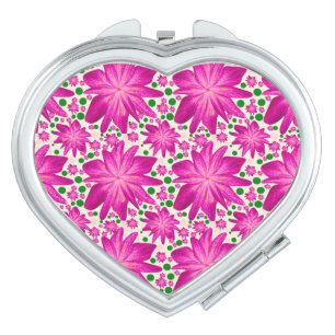 Hot pink floral seamless pattern  compact mirror