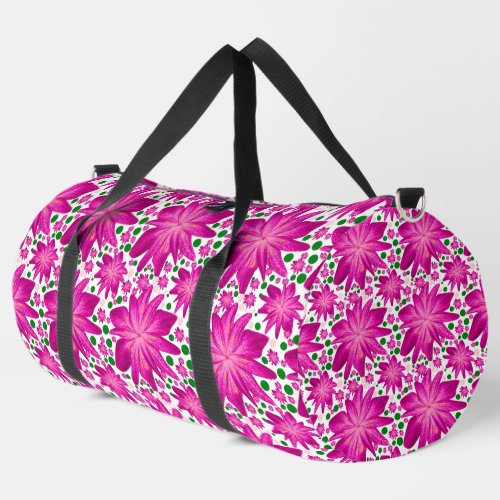 Hot pink floral seamless pattern  duffle bag
