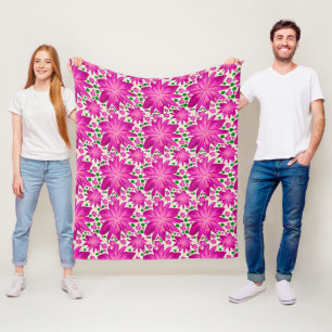Hot Pink Floral Seamless Pattern Fleece Blanket