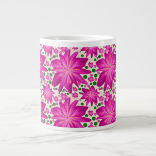 Hot Pink Floral Seamless Pattern Giant Coffee Mug