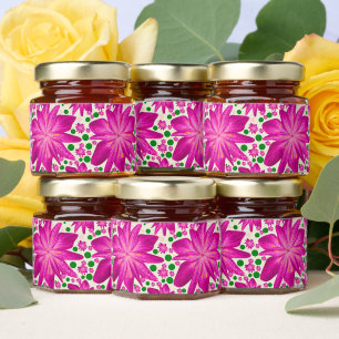 Hot pink floral seamless pattern honey jar favors