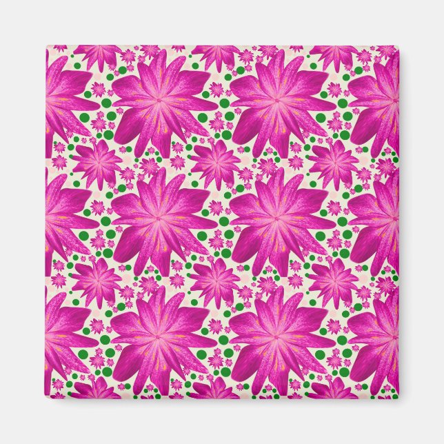 Hot pink floral seamless pattern  magnet (Front)