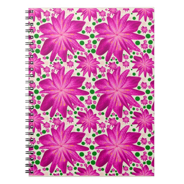 Hot Pink Floral Seamless Pattern Notebook (Front)
