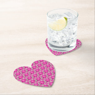 Hot Pink Floral Seamless Pattern  Paper Coaster