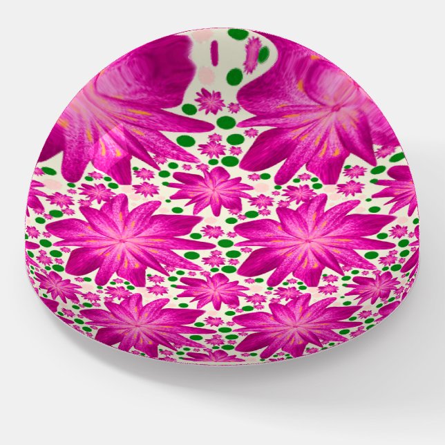 Hot pink floral seamless pattern  paperweight (Angled)