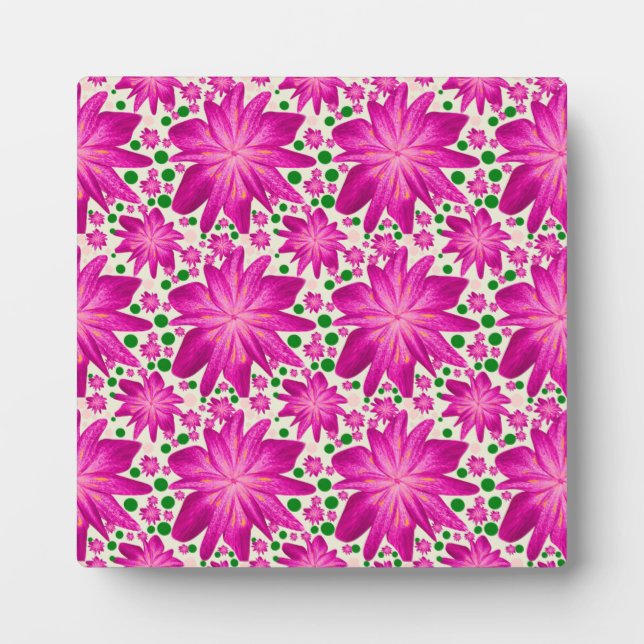 Hot Pink Floral Seamless Pattern Plaque (Front)