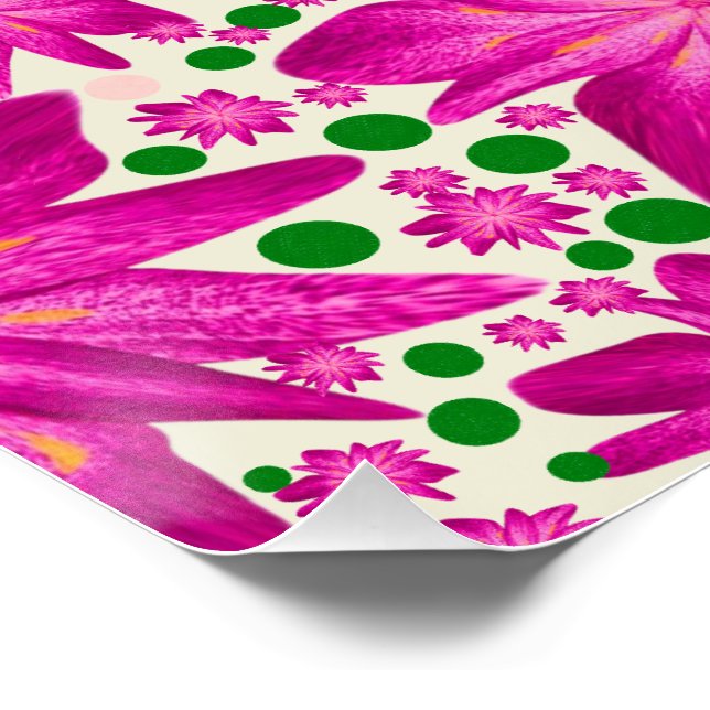 Hot Pink Floral Seamless Pattern Poster (Corner)